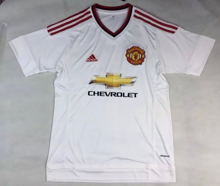 Manchester United 2015-16 White-Red Away Soccer Jersey - Click Image to Close